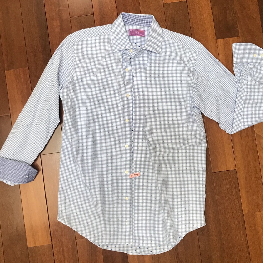 From cleaners blue trim fit button down